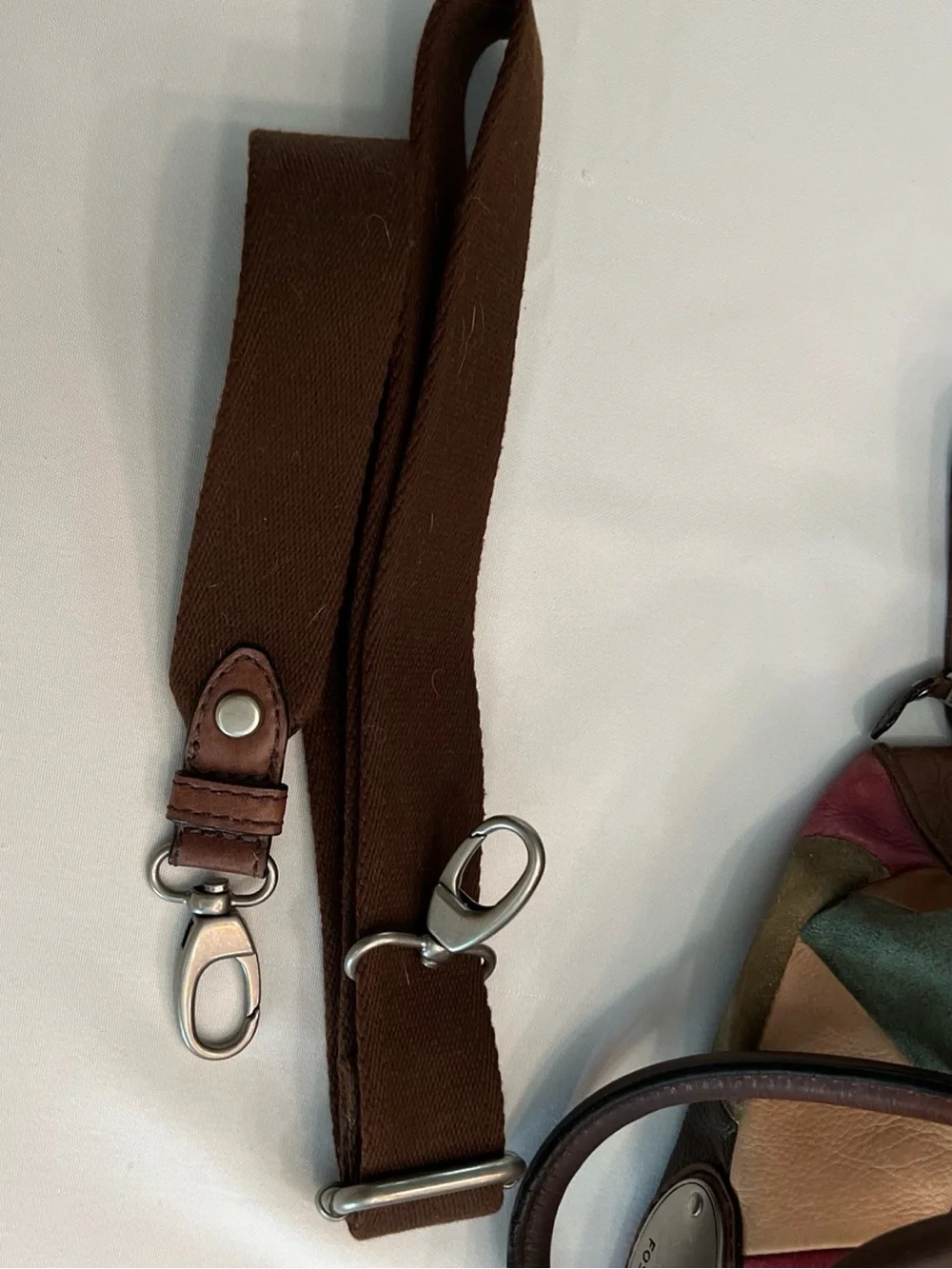 Fossil Multicolor Patchwork Leather Satchel - Brown Multi